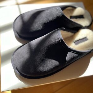 Vince dark blue Suede Slippers with Soft Cream Interior